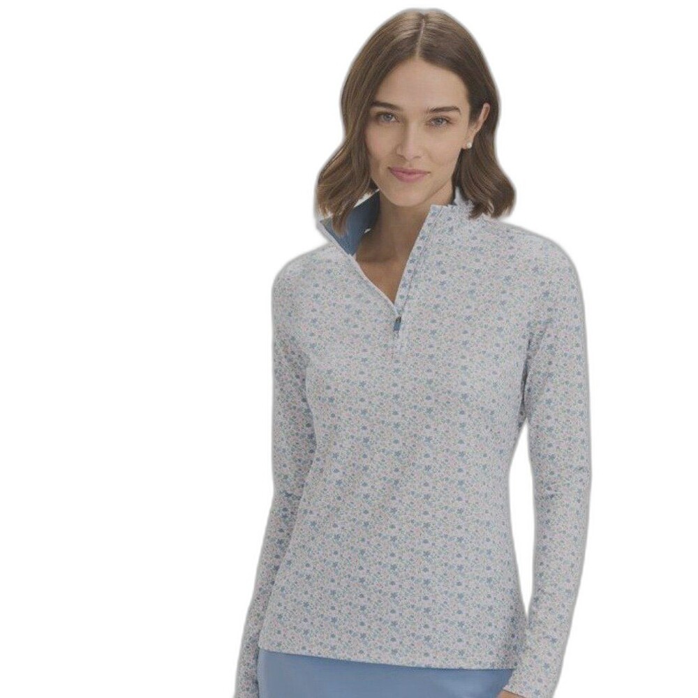 Renwick (RNWK) Shirt Women’s Size XS L25 Floral Print Athletic Top Quarter Zip